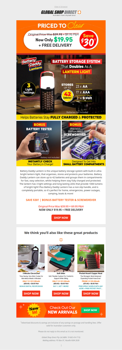 Battery Daddy Lantern Now $19.95 - Save $30!