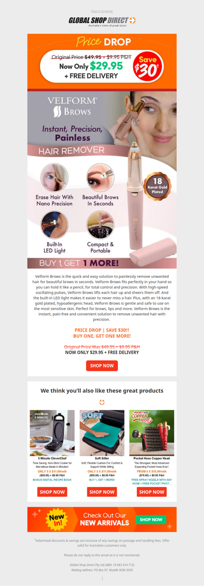 Price Drop: Velform Brows - Save $30