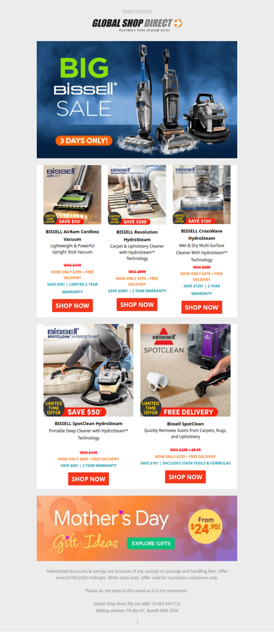 The Big BISSELL Sale is ON - 3 Days only!