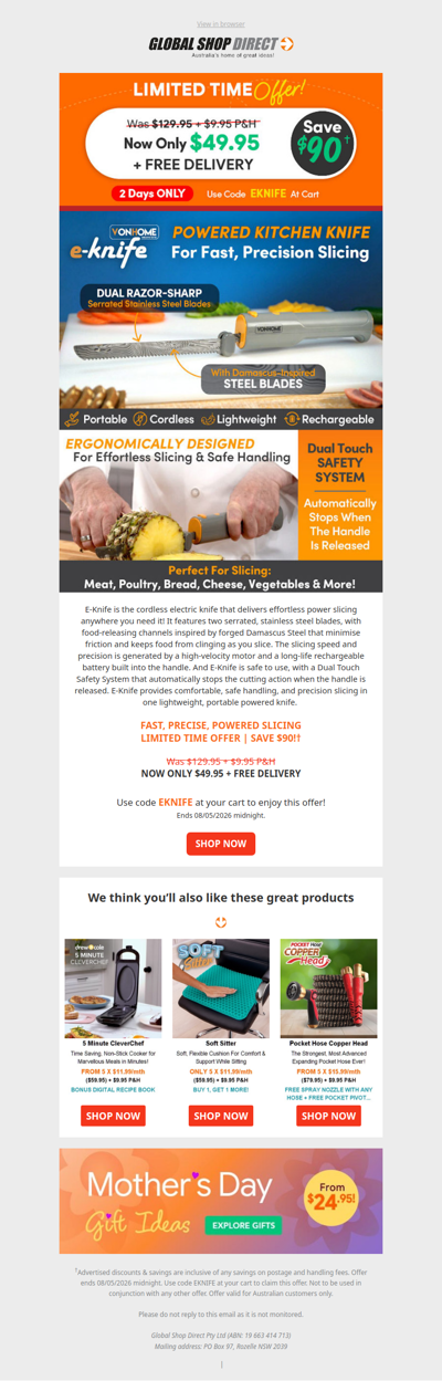 Save $90 On E-Knife - 2 Days Only!