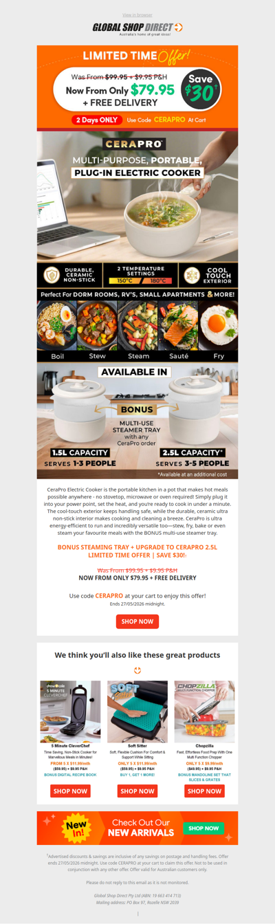 Save $30 on CeraPro Electric Cooker! 2 Days Only!