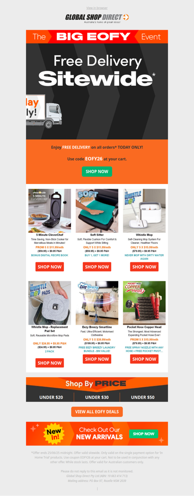 🚚 Free Delivery Sitewide - Today ONLY!