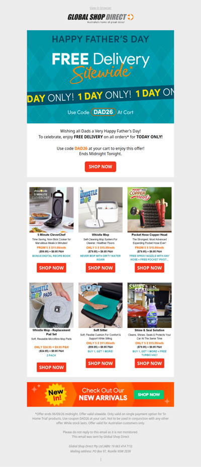 Happy Father's Day! Enjoy Free Delivery