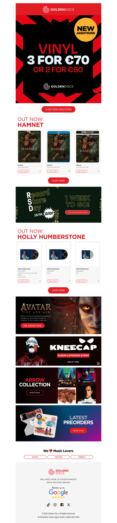 3 for €70 Additions + Record Store Day Countdown is on! ⏰