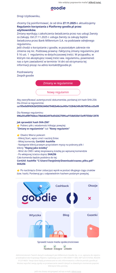 Aktualizacja regulaminu goodie.
