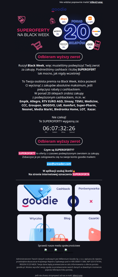 Musieliśmy podwyższyć Twój zwrot za zakupy