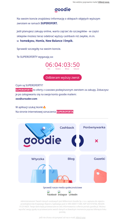 Informacja z Twojego konta