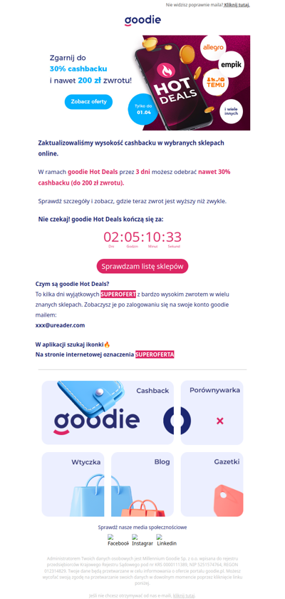 Informacja o zmianach w wysokości zwrotów