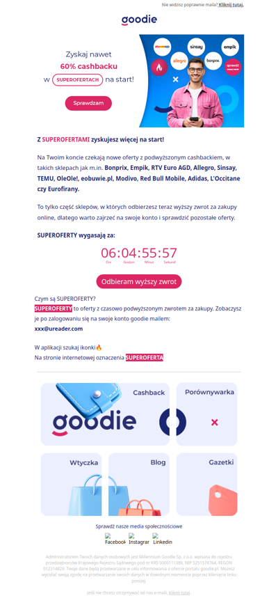 Powiadomienie z Twojego konta goodie