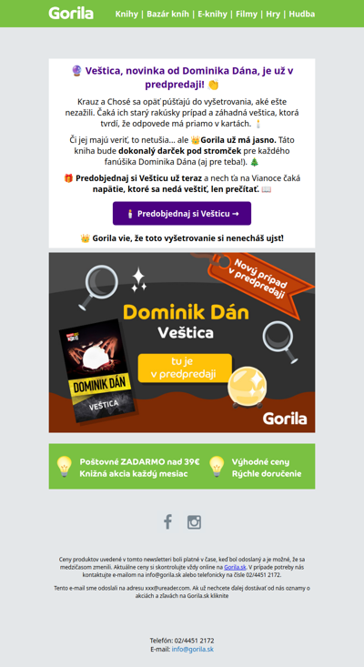 👑Gorila veští bestseller! Nový Dominik Dán v predpredaji 🔮