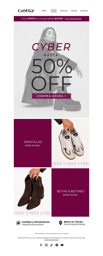 CYBER GOTTA MODE ON 🔥 Hasta 50% OFF