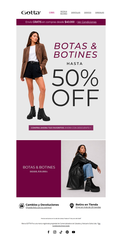 Cyber Gotta: Botas & Botines Hasta 50%🔥