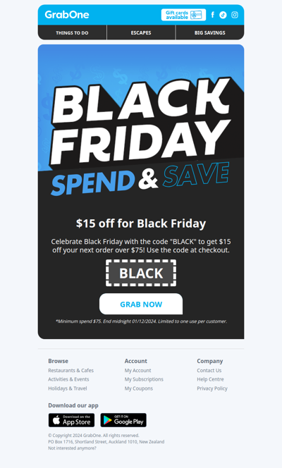 Spend & Save for Black Friday!