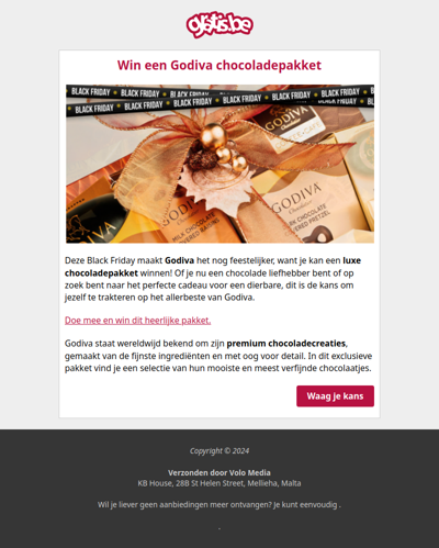 Speciaal voor Black Friday: win een Godiva pakket