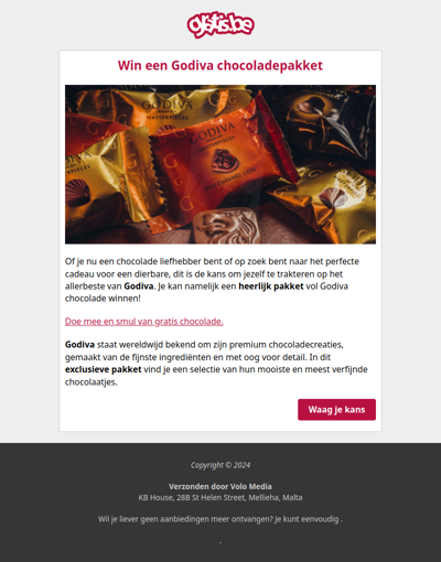 Probeer gratis de chocolade van Godiva