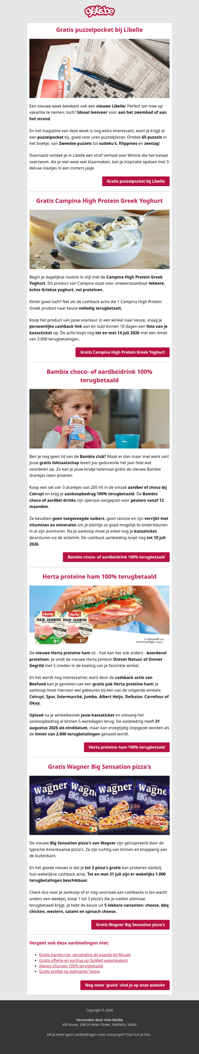 Pak vandaag gratis cadeaus én 100% terugbetaalde producten