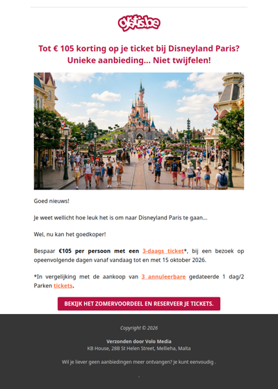 Naar Disneyland Paris met tot 105 euro korting op je ticket? Ongezien!