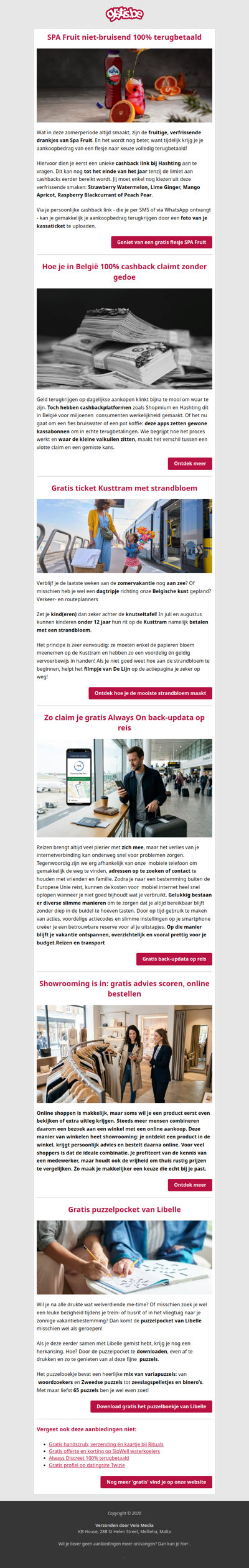 100% cashback, gratis tickets & meer: ontdek je voordeel