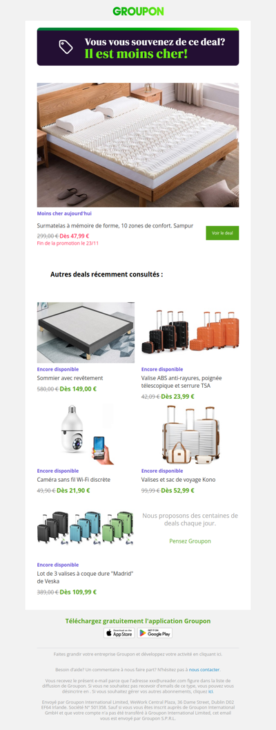 Alerte baisse de prix ! Économise sur l'offre que tu aimais !