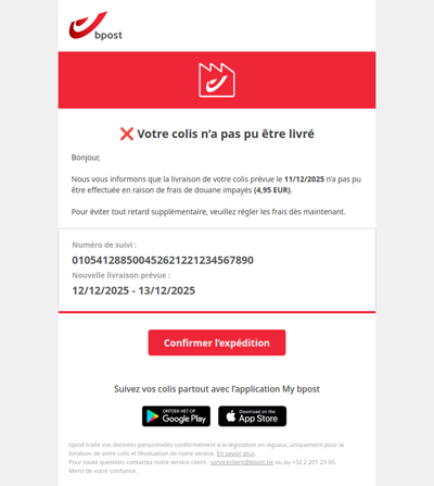 Votre colis n’a pas pu être livré