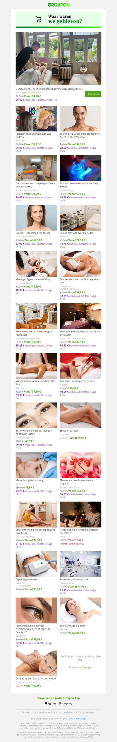 Mis geen enkele aanbieding voor Beauty & Wellnessdiensten! Bekijk ze vandaag nog!