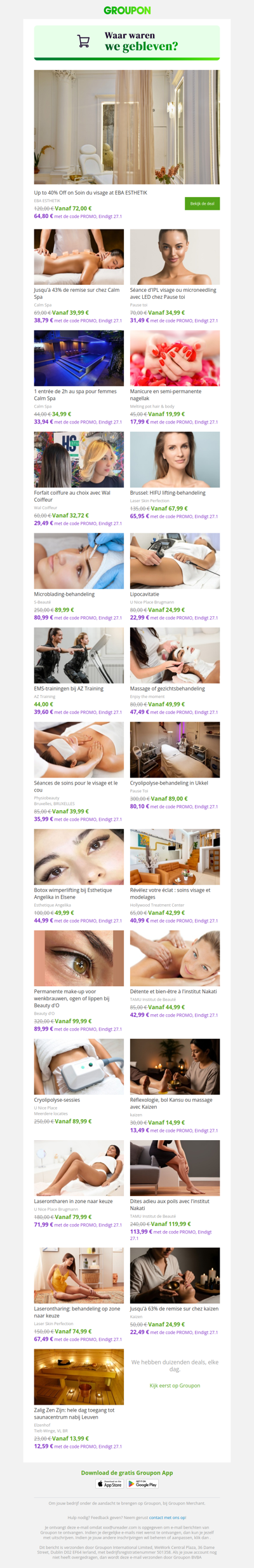 Mis geen enkele aanbieding voor Beauty & Wellnessdiensten! Bekijk ze vandaag nog!