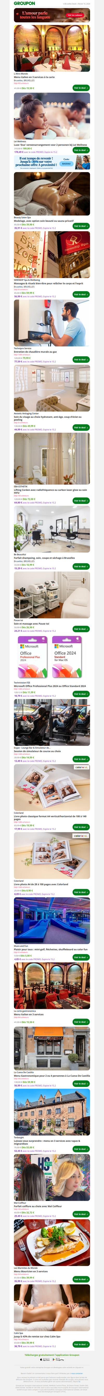 Menu italien en 3 services à la carte