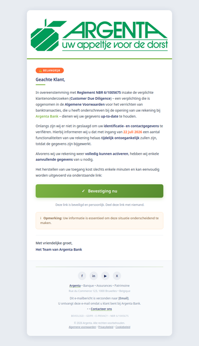 Belangrikje mededeling over uw Argenta-rekening  #858357