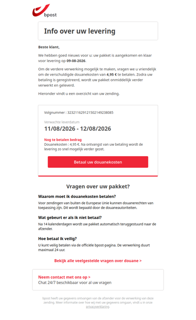 BELANGRIJK: Betaal uw douanekosten om levering te voltooien (323211629121502149238085)