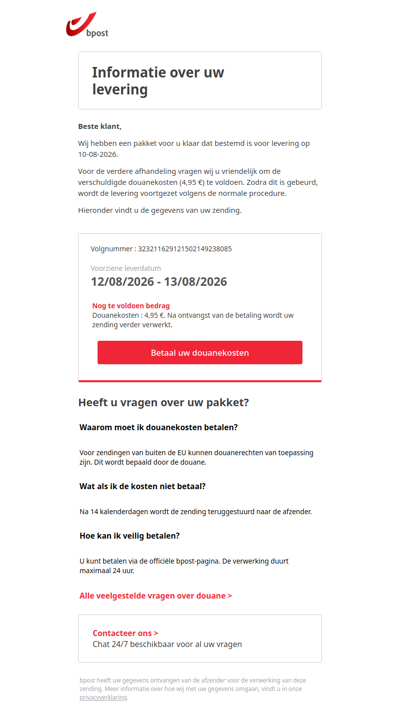 Uw pakket 323211629121502149238085 - informatie