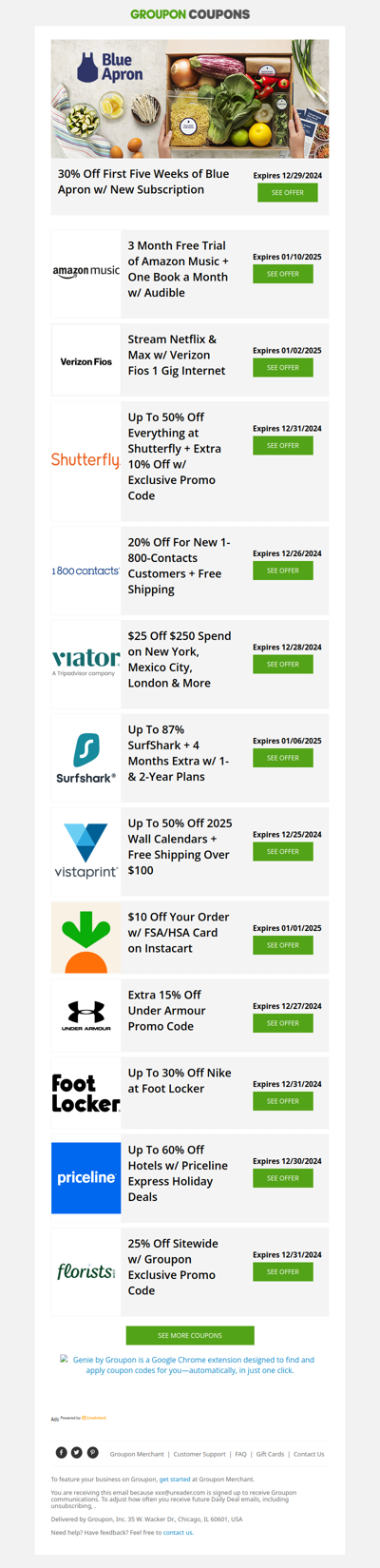 $25 Off Viator, $10 Off Instacart, 15% Off Under Armour & More