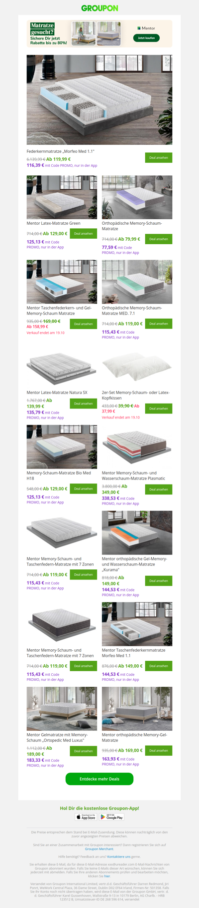 Dein Schlaf verdient einen Mentor! Top-Matratzen zu nie dagewesenen Preisen bei Groupon 😴