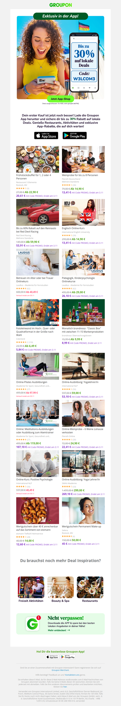 Sichere dir bis 30% auf deinen 1. In-App-Kauf!