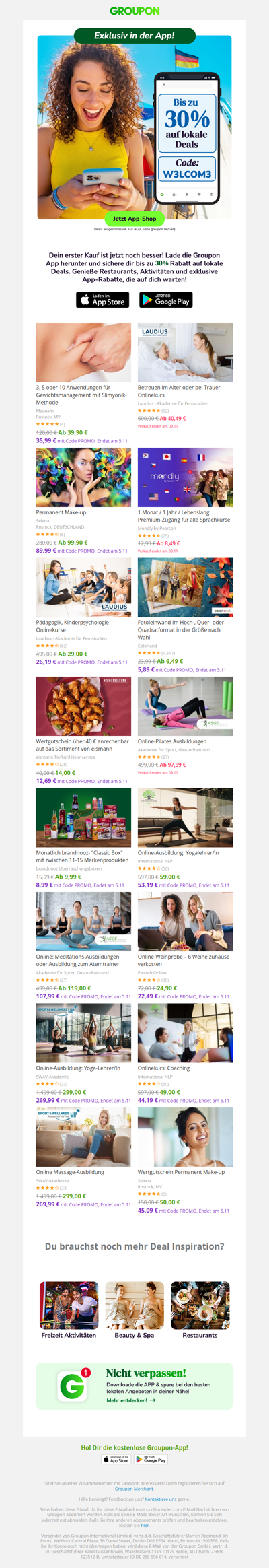 Sichere dir bis 30% auf deinen 1. In-App-Kauf!