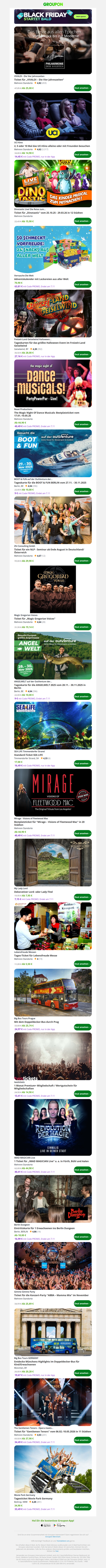 Live-Abenteuer pur; Stürze dich in Rabatte auf unvergessliche Erlebnisse!