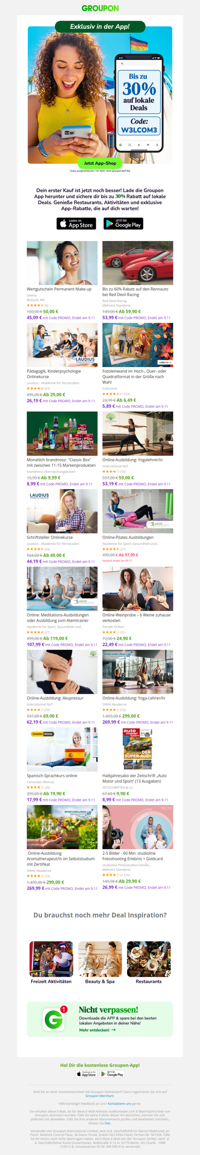 Sichere dir bis 30% auf deinen 1. In-App-Kauf!