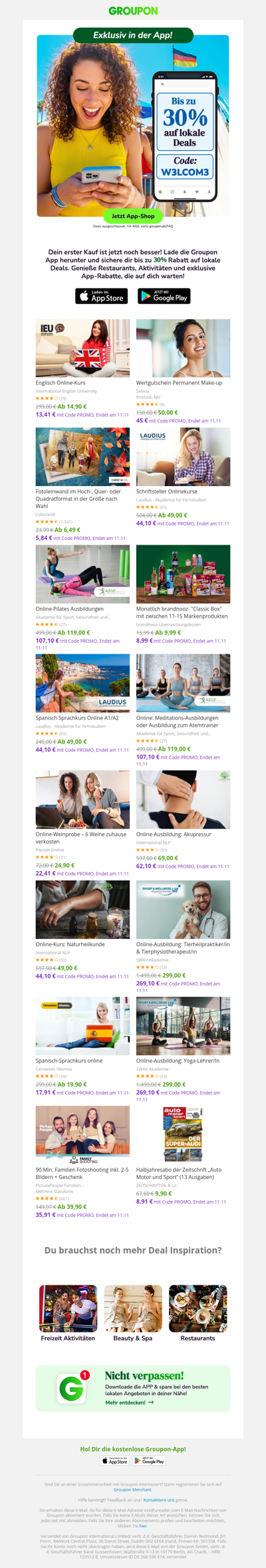 Sichere dir bis 30% auf deinen 1. In-App-Kauf!