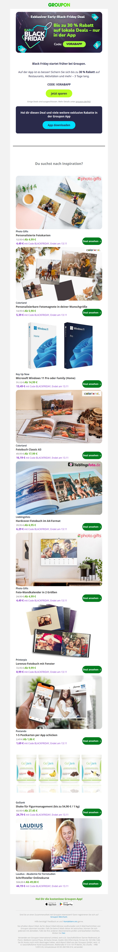 Early B. Friday! Bis zu 30 % Rabatt – nur in App