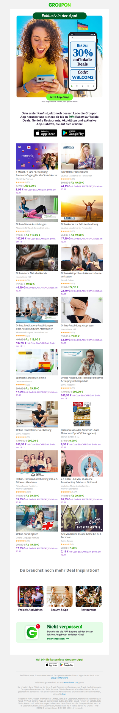 Sichere dir bis 30% auf deinen 1. In-App-Kauf!