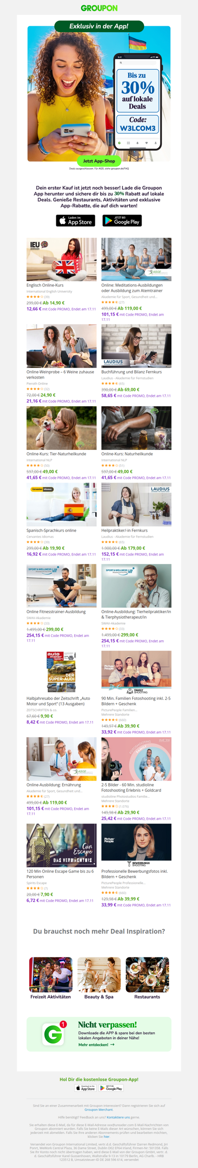 Sichere dir bis 30% auf deinen 1. In-App-Kauf!