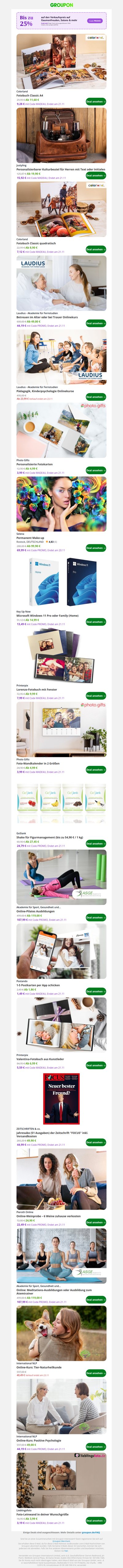 Beeil dich! Bis zu 25 % Rabatt nur noch heute!