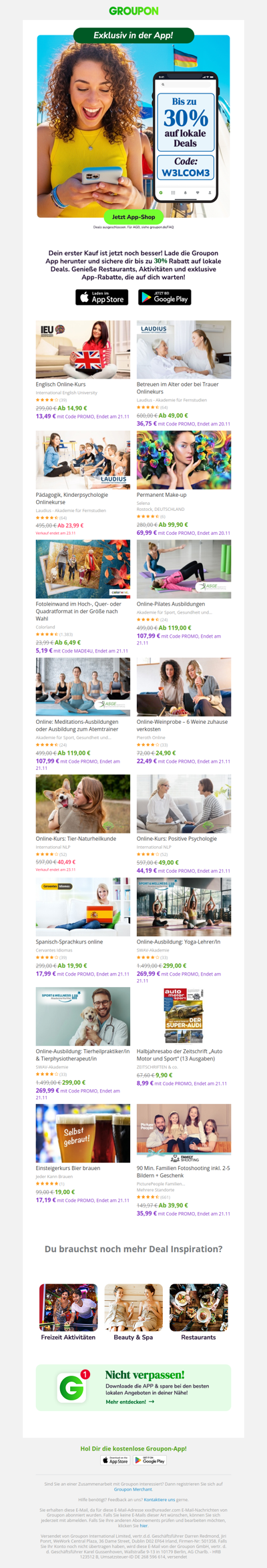 Sichere dir bis 30% auf deinen 1. In-App-Kauf!