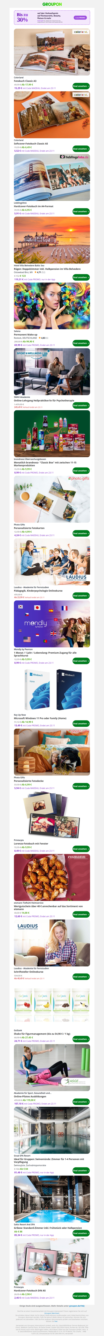 Bis zu 30 % Rabatt nur noch HEUTE!