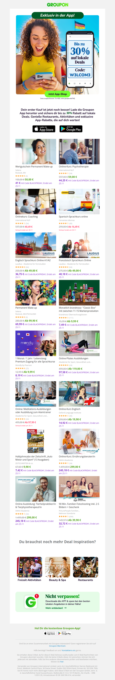 Sichere dir bis 30% auf deinen 1. In-App-Kauf!