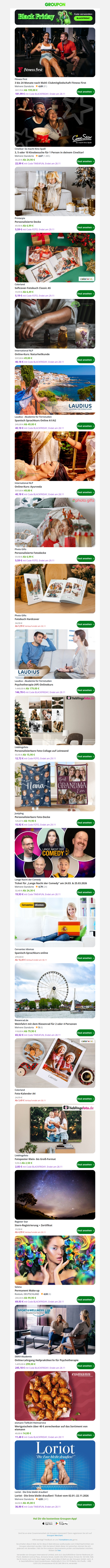 Ultimative Black Friday Angebote: 3 bis 24 Monate nach Wahl: Clubmitgliedschaft Fitness First