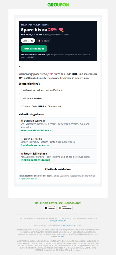 Valentinstags Flash Sale 💘 Spare bis zu 25% extra