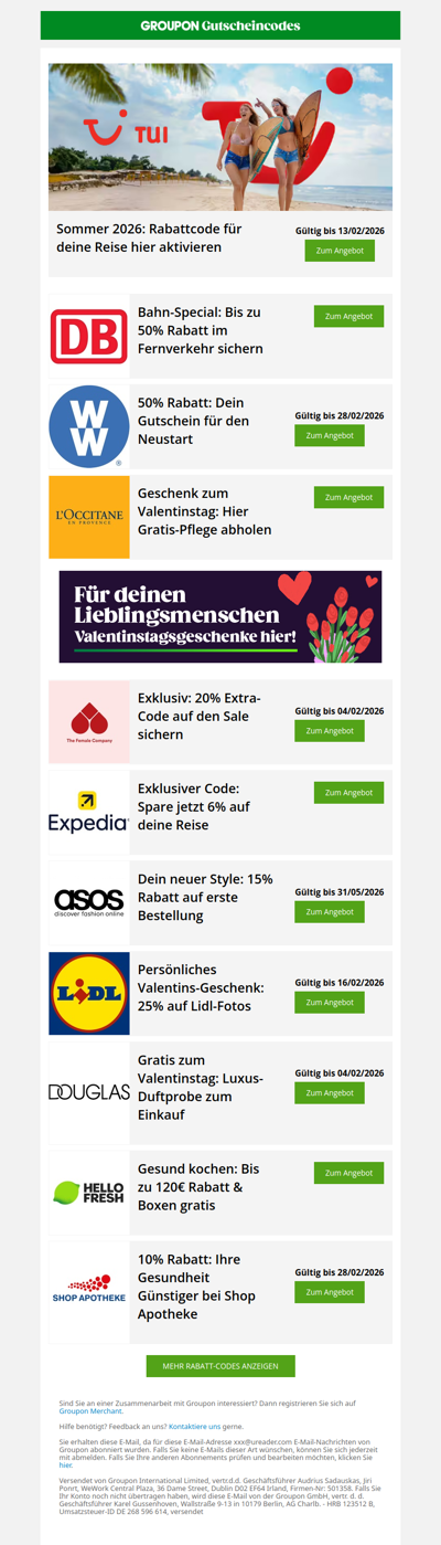 50% auf Weight Watchers, TUI Rabattcode & Gratis-Geschenke