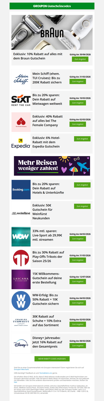 Mein Schiff (TUI Cruises) & exklusiv 40% bei The Female Co