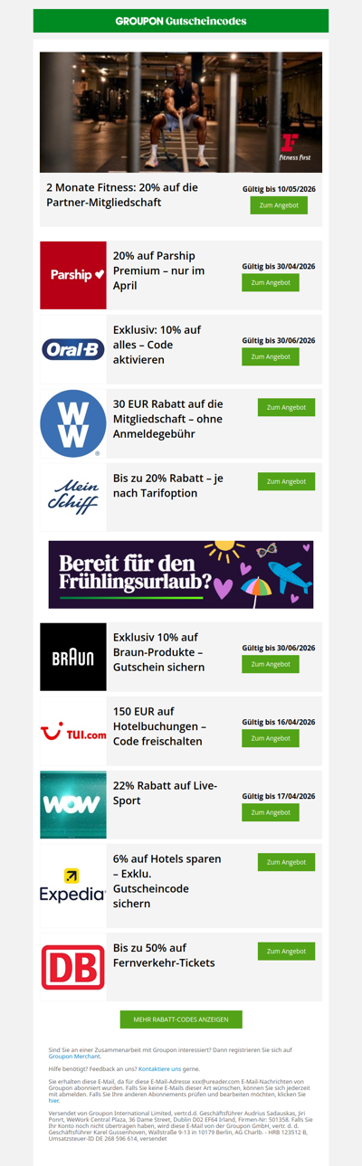 150 EUR TUI-Rabatt + 20% auf Fitness & Dating