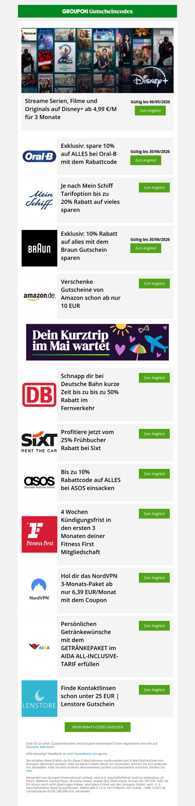 Disney+, Oral-B -10% exklusiv & Mein Schiff -20%
